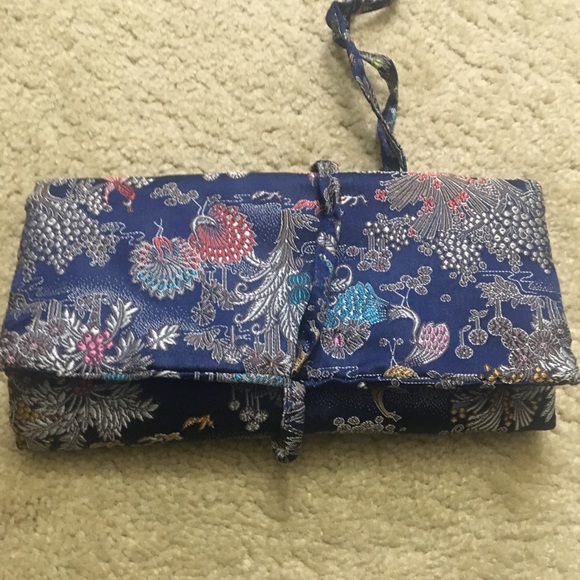 Jaching Handbags - Jaching Wristlet Fabric Exposed Zipper Floral Bird